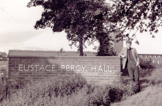 Richard outside his hall of residence, Newcastle University (date unkown)