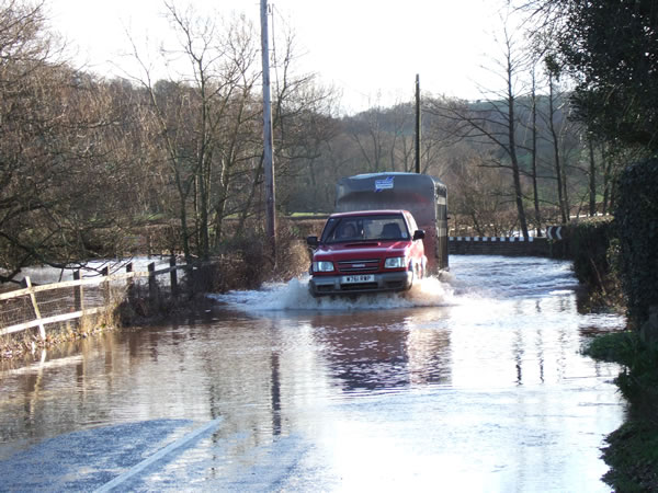 Flooding of the Olway Brook south of Usk, 10.01.07