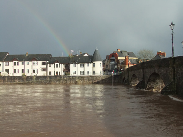 The Usk in spate, 09.02.14