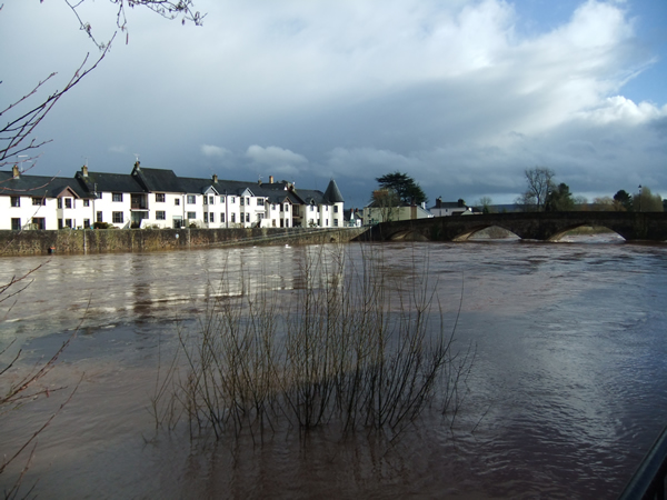 The River Usk in spate, 09.02.14