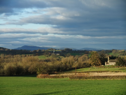 Looking towards Llangeview Church