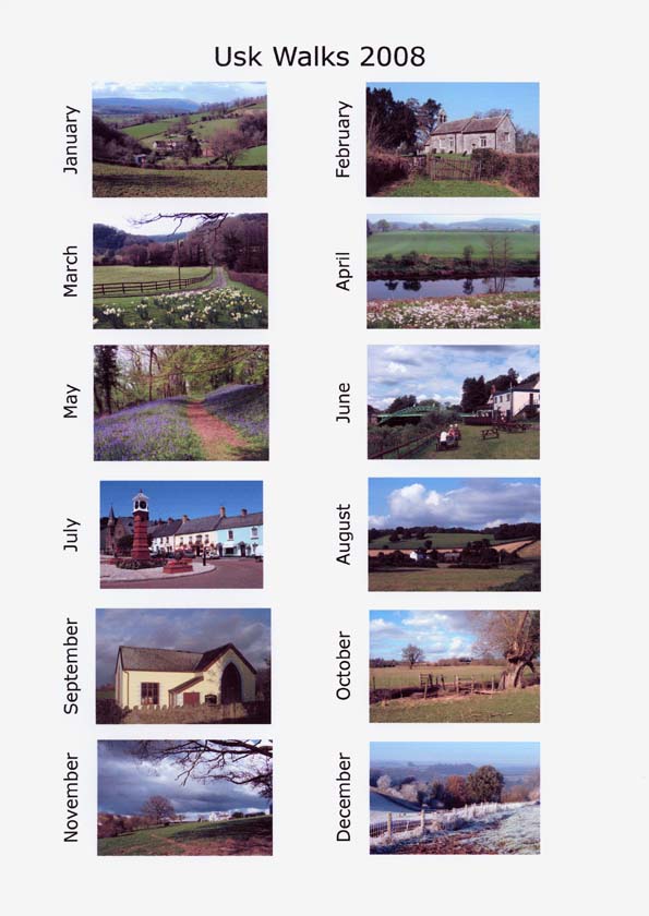 Thumbnail month images for Usk Walks Photo Planner
