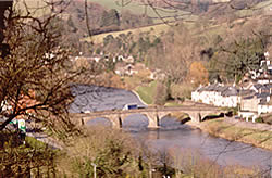 Usk bridge photographed from the ridge to the west