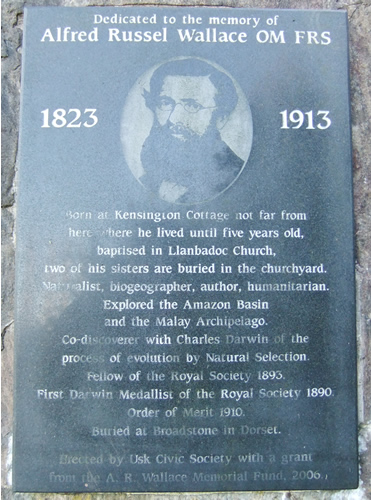 Plaque in St Madoc's churchyard, Llanbadoc