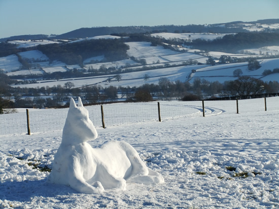 Snow sculpture, 1 mile north of Usk